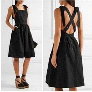 Ulla Johnson Madi Cotton Linen Bow Shoulder Dress